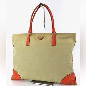 Prada Beige and Orange Tote Bag